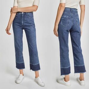 Rachel Comey Slim Legion Raw Hem Straight Leg Cropped Flare Denim Jeans Sz 2